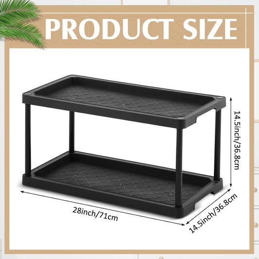 Cinnvoice Boot Tray Rack for Entryway Plastic Waterproof Shoe Mat Tray Large Storage Shelf for Indoor Outdoor Entryway Hallway Closet Use in All Seasons Black(28" d X 14.5" w X 14.5" h)