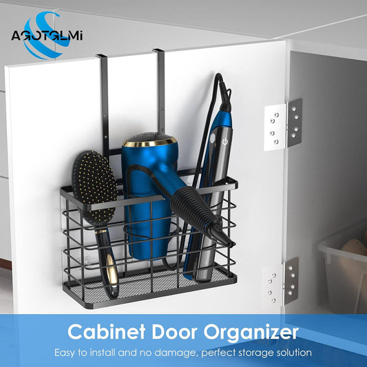 Hair Tool Organizer, Dryer Holder, 3 in 1 Blow Bathroom Organizer Wall Mounted/Cabinet Door for Flat Iron, Curling Straightener, Care & Styling Tools Storage Basket