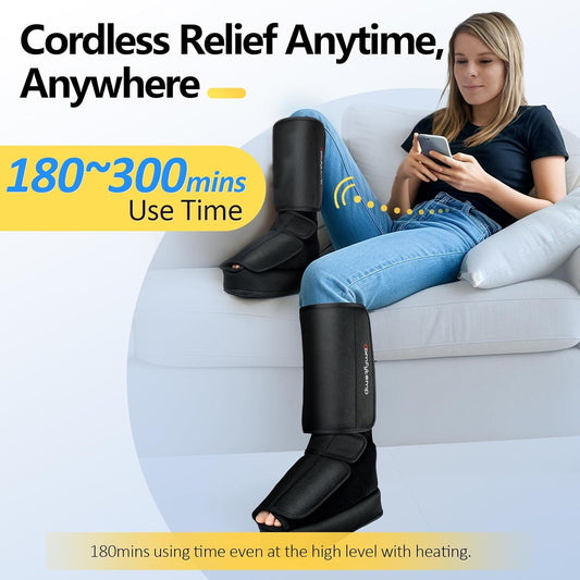 Comfytemp Cordless Foot and Calf Massager with Heat, Birthday Gift for Men Women Dad Mom Seniors, Rechargeable Leg and Feet Compression Massage for Circulation and Pain Relief (Fits Size 6 to 10)
