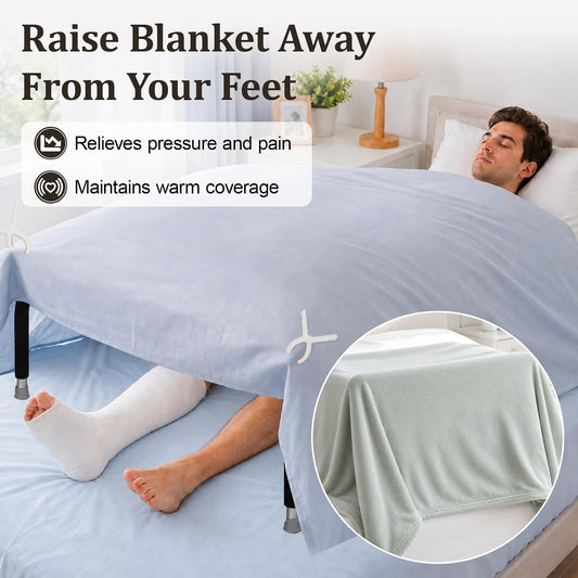 Blanket Lifter for Foot of Bed, 28"-34" Height Adjustable Blanket Lifter | Foldable Aluminum Alloy Anti-Slip Bed Cradle for Feet with Four Clips, for Foot Leg Post Surgery Recovery, Arthritis Relief