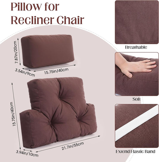 Novabright 2 Pcs Recliner Headrest Back Pillows for Back Support Pillow for Couch with Adjustable Recliners Pillow for Headrest for Chairs Sofa Couch and Bed (Dark Gray)