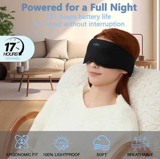 Bluetooth Sleeping Headphones, Bluetooth 5.4 Sleep Mask, Ultra-Thin Stereo Speakers, Fully Enclosed Pressure-Relieving Design, The Best Gift
