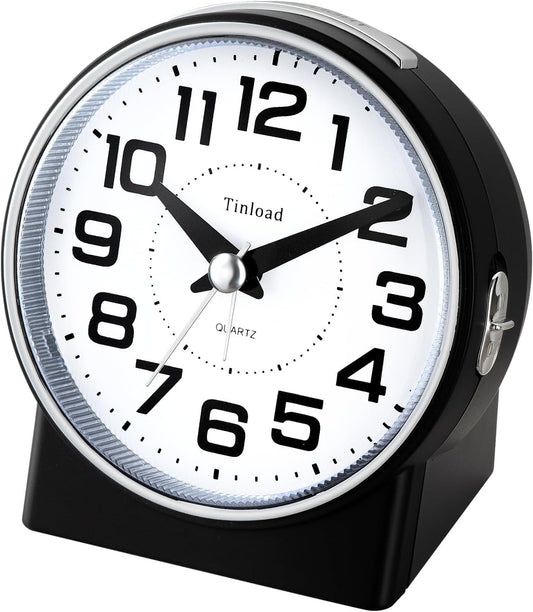 Tinload 4.3" Retro Analog Alarm Clock, Vintage Decor, No Ticking Silent, Easy to Set, Gradual Rise Alarm, On/Off Switch on Side, Gentle Wake, Snooze, Lighted on Demand, Battery Operated, Retro Blue