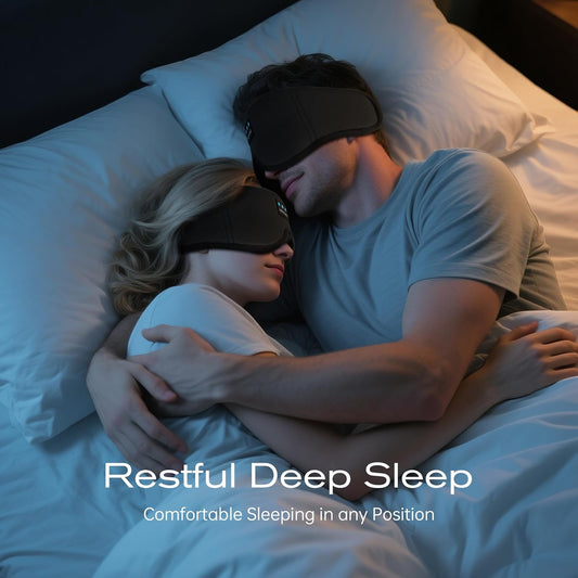Sleep Mask with Bluetooth Headphones, Sleeping Headphones for Side Sleepers, Wireless Music Eye Mask with Ultra-Thin Stereo Speakers for Men, Women, Tech Gifts, Black