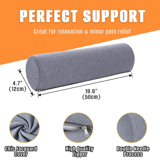 2 Pack Round Massage Table Bolster Pillow Pad, Bolster Pillow, Round Pillows, Suitable for Earthlite Massage Table (Grey, 4.7''x19.6'')