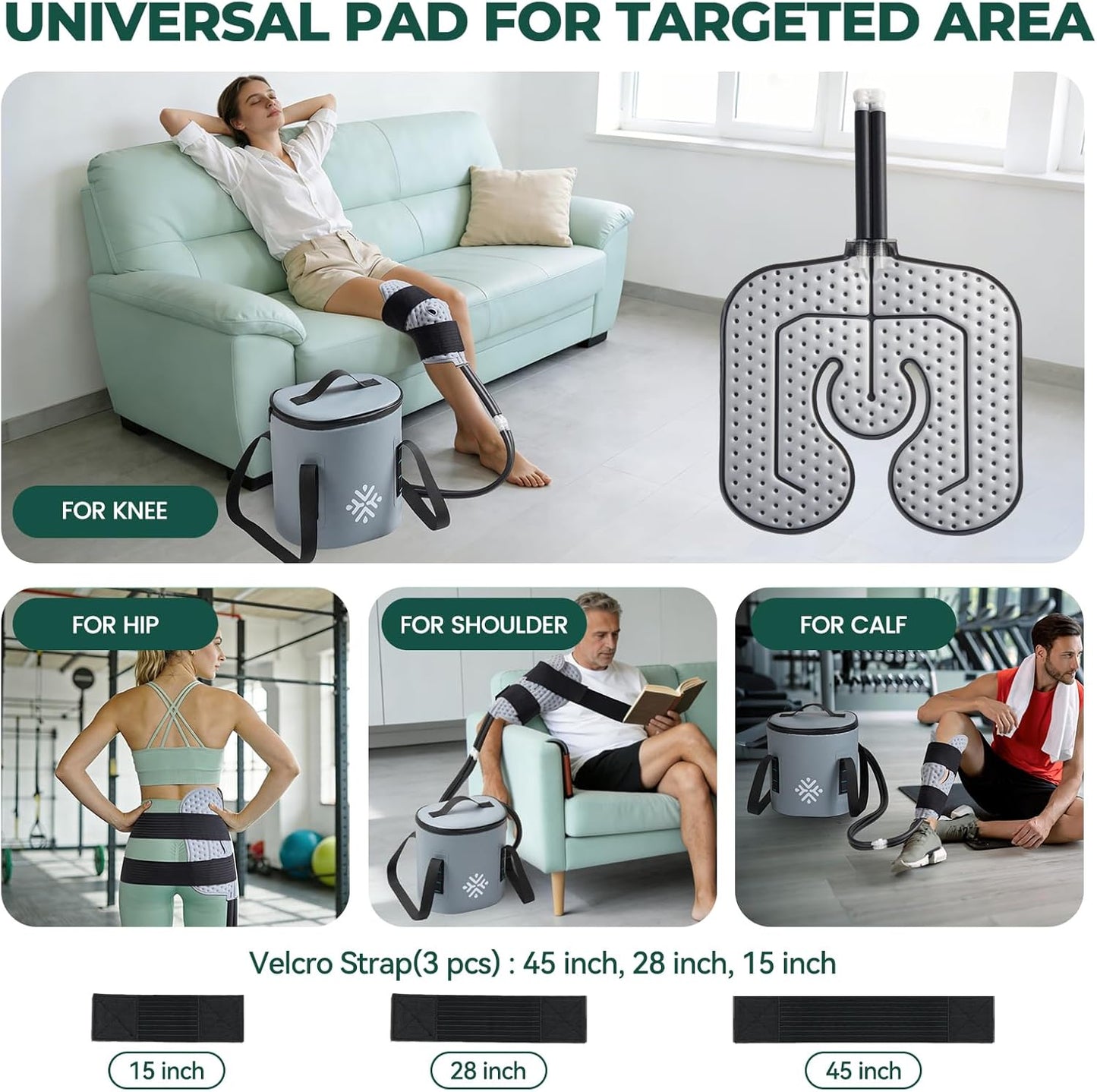 Ice Machine for Knee After Surgery w/Compression, Hip Replacement Cold Therapy Machine, Cryocuff Wrap Pack for Shoulder Recovery, ACL Cold Circulation System