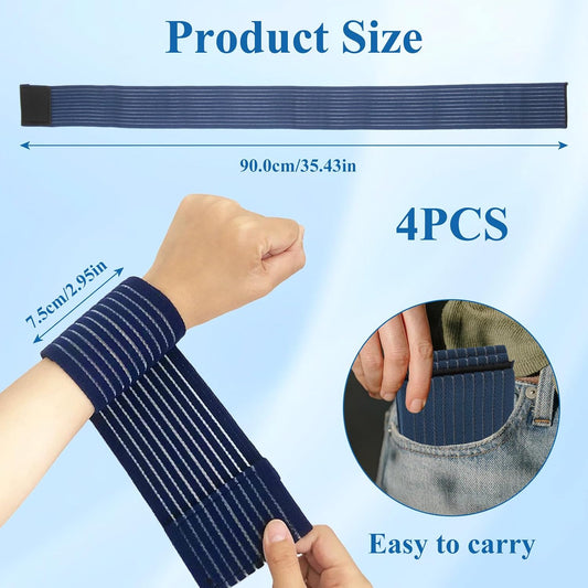 4-Pack Ice Pack Straps,35.5"x3"Elastic Ice Pack Wrap Holder with Hook&Loop