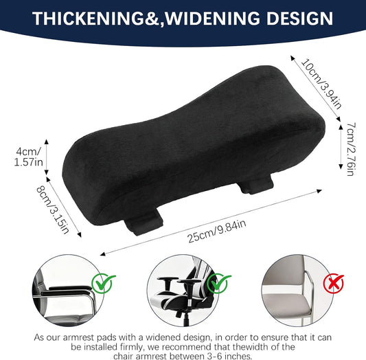 Ergonomic Office Chair Arm Pads, Memory Foam Armrest Cushions for Desk Chair Gaming Chair, Elbow Pressure Relief, 2 Pack