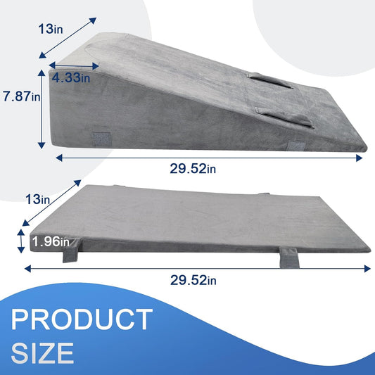 Adjustable Leg Elevation Pillows for After Surgery, Keep Knee Straight | Wedge Foam Knee Surgery Recovery Pillow with Handles and Velvet Cover for Legs Swelling, Blood Circulation, Pain Relief
