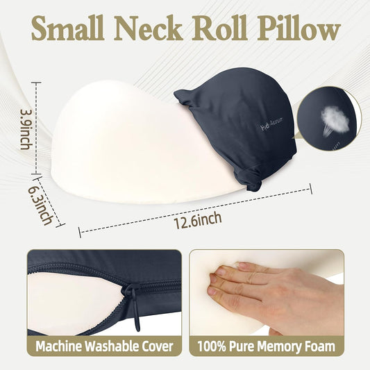 HydroAurum Cervical Neck Pillow, 100% Memory Foam Neck Roll Pillow for Neck and Shoulder Pain Relief, Orthopedic Support for Office Workers, Drivers & Yoga