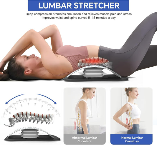 ZhanHao Back Stretcher for Lower Back Pain Relief,Adjustable Lumbar Traction Device, Ergonomic Spine Board with Acupressure Points,Back Massager for Spinal Decompression and Scoliosis