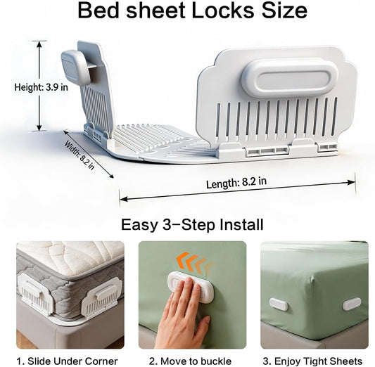 Bed Sheet Holders for Corners, Bed Sheet Clips Suitable for All mattresses, Easy-to-Install Bed Sheet Corner Holders Set of 4,Make the Bed Sheet Flat, Comfortable and not misplaced