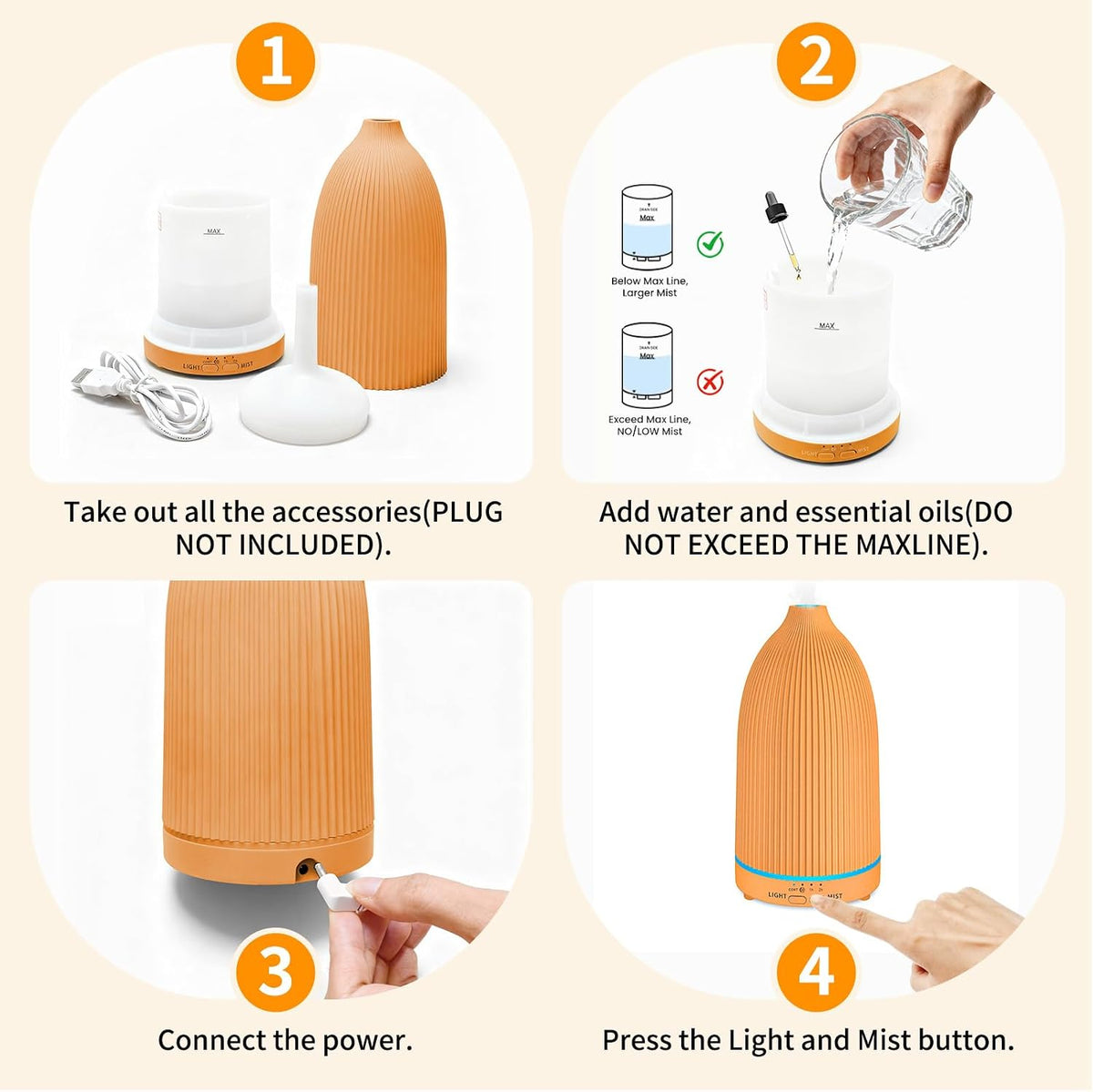 URPOWER 150mL Essential Oil Diffusers for Home Aromatherapy Diffuser