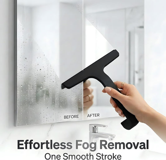 Bathroom Glass Shower Door Squeegee, Silicone & Metal, Black, 10"W x 9.2"L | Effortless, Time-Saving, Rustproof, Flexible, High Quality, Efficient, Cost-Effective, Multi-Functional, Wear-Resistant