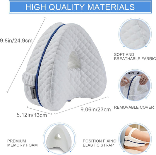 BEAUTRIP Leg Pillow | Ergonomic Side Sleeping Pillows | Memory Foam Knee Pillow with Strap for Side Sleeper | Leg Support Cushion with Removable and Washable Cover