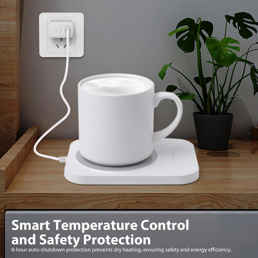 Electric Mug Warmer Smart Thermostat Coffee Mug Warmer for Desk with 3 Temperature Settings & 8h Auto Shut Off, for Coffee, Milk, Tea.