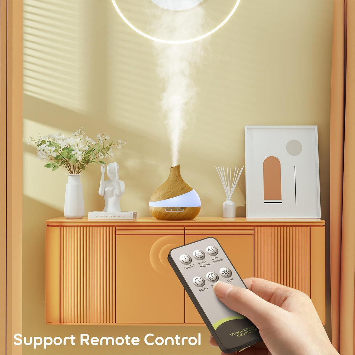500ml Essential Oil Diffuser with Remote Control & Dual Mist Settings – Quiet Humidifier with 14‑Color LED, Timer & Auto Shut‑Off for Large Rooms, Bedroom, Office, Spa