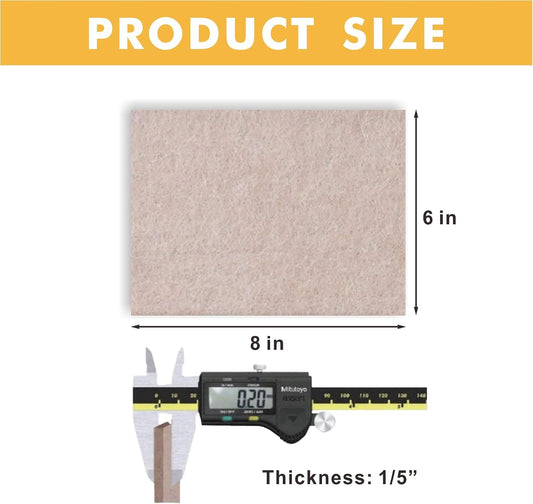 Felt Furniture Pads Self-Adhesive for Hardwood Floors, 8pcs 8" x 6" x 1/5" Cuttable Furniture Pads Square Furniture Movers, Floor Protector Cut into Any Shape, Beige