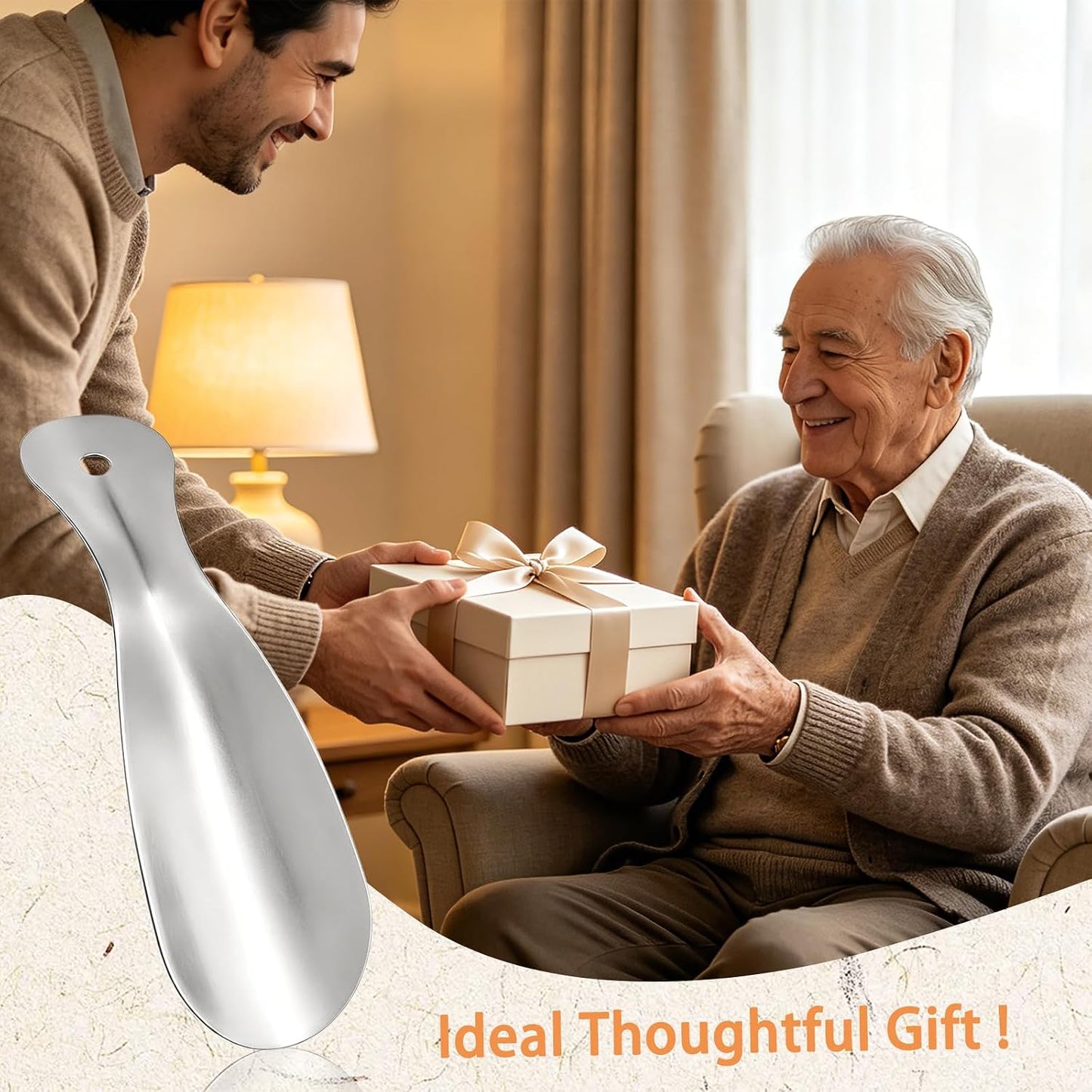 2 Pack Metal Shoehorns, 7.28 Inch Shoe Horn for Travel, Portable with Hanging Hole, Silver