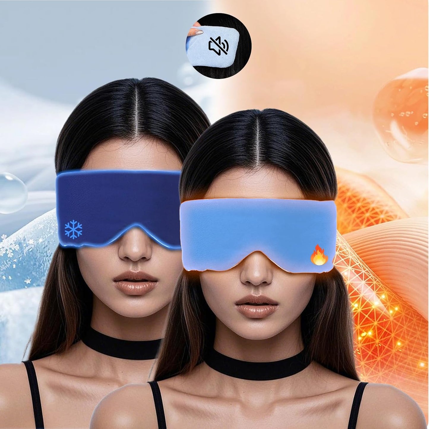 100% Blackout Sleep Mask for Side Sleepers &Travel | Zero Pressure Design, Dual-Sided Cooling/Warm Memory Foam, Adjustable Head Strap | Quiet Hook & Loop Closure