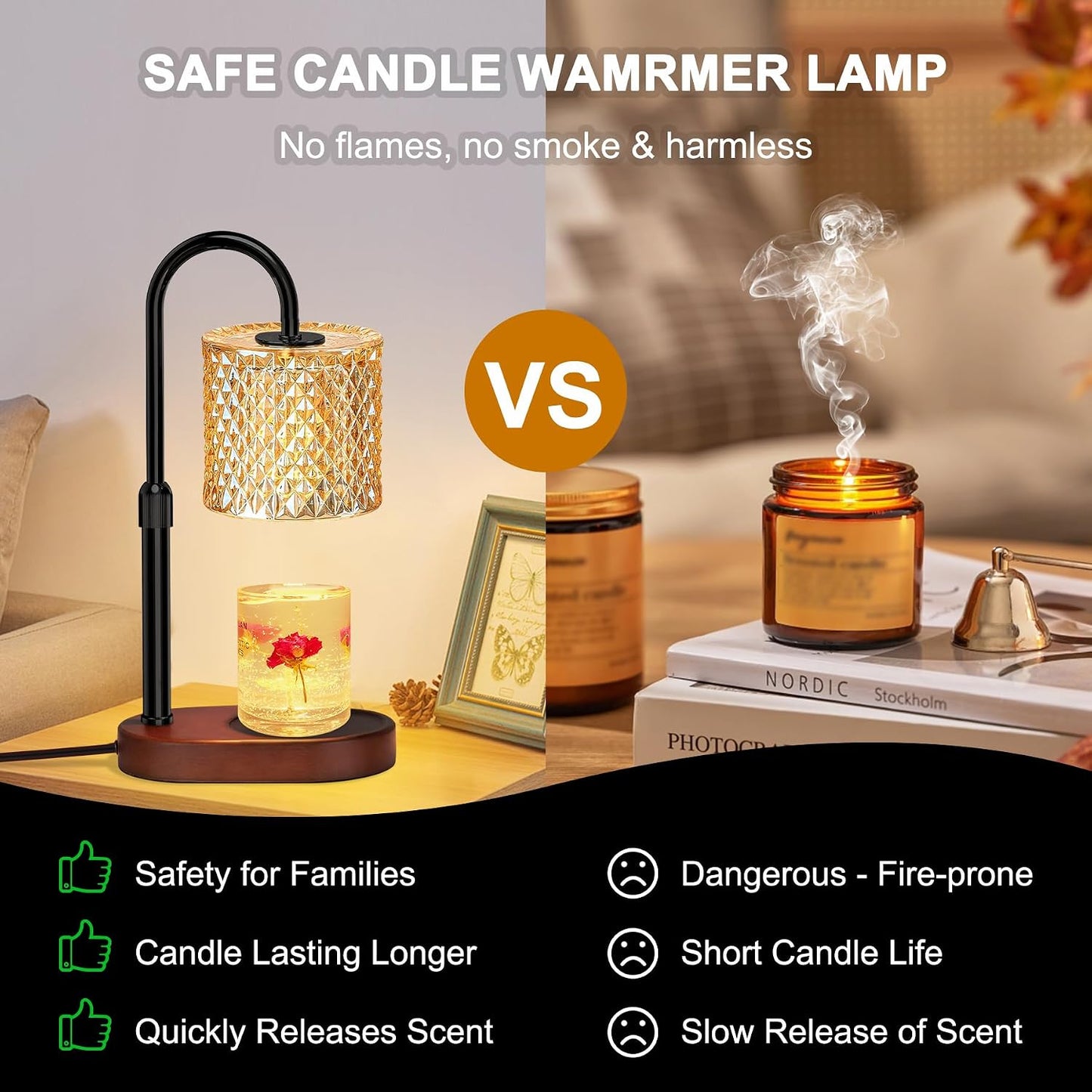 ZENLEA Candle Warmer Lamp with Timer, Candle Lamp with Dimmer, Wax Warmer Height Adjustable for Home Decor, Wax Melt Warmer for Scented Candles