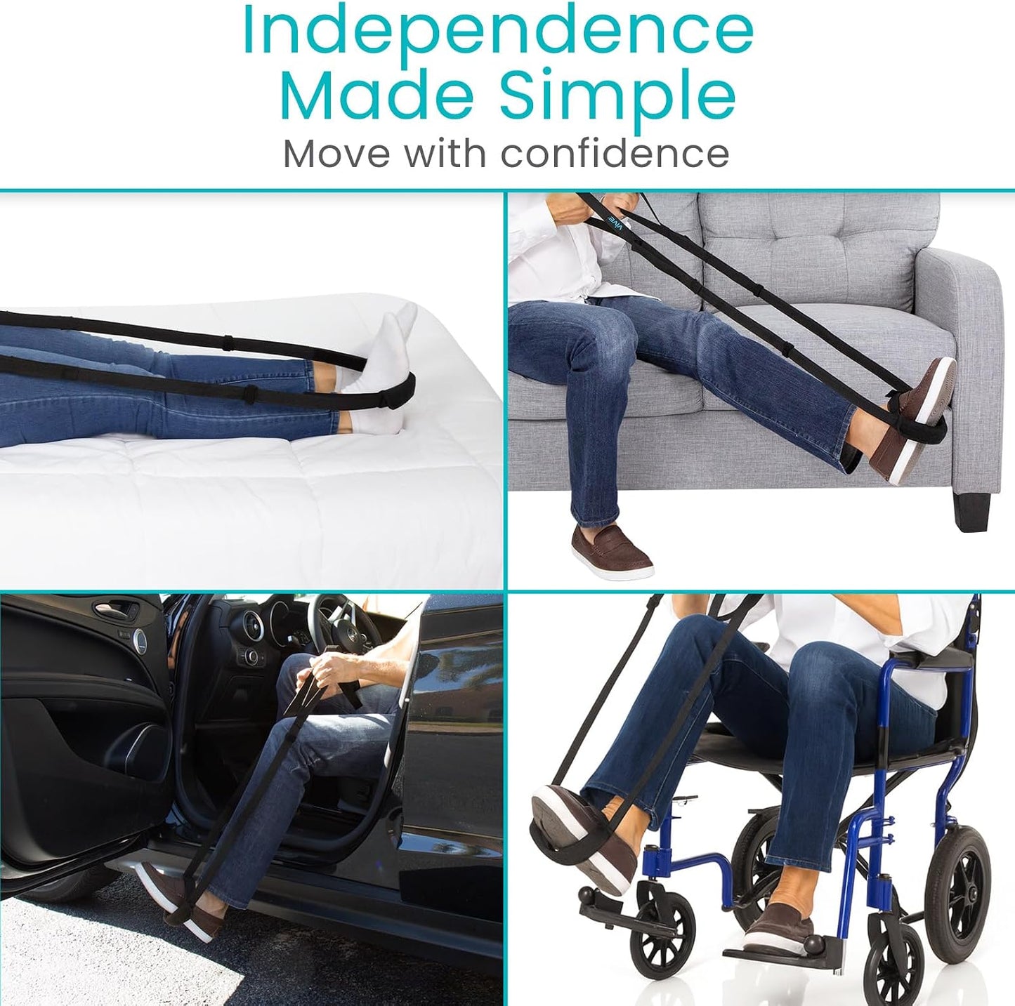 Vive Leg Lifter Strap - Leg Raise Stretch Strap w/Loop for Physical | Therapy, Elderly - Doesn't Strain Knee, Thigh, & Hip Like Other Leg Lifters - Hamstring Stretcher After Surgery, Bed Foot
