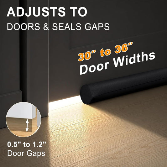 Door Draft Stopper for Bottom of Door, Under Door Draft Blocker with Hook & Loop Fastener, Fits 30–36 Inch Doors, Blocks Cold Air, Dust & Noise