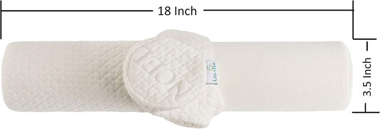 Comfort Memory Foam Neck Roll and Cervical Bolster Round Pillow with Removable Washable Soft Cover for Spine and Neck Back Lumbar Leg Vertebra Support (18x6 inch Pillow)