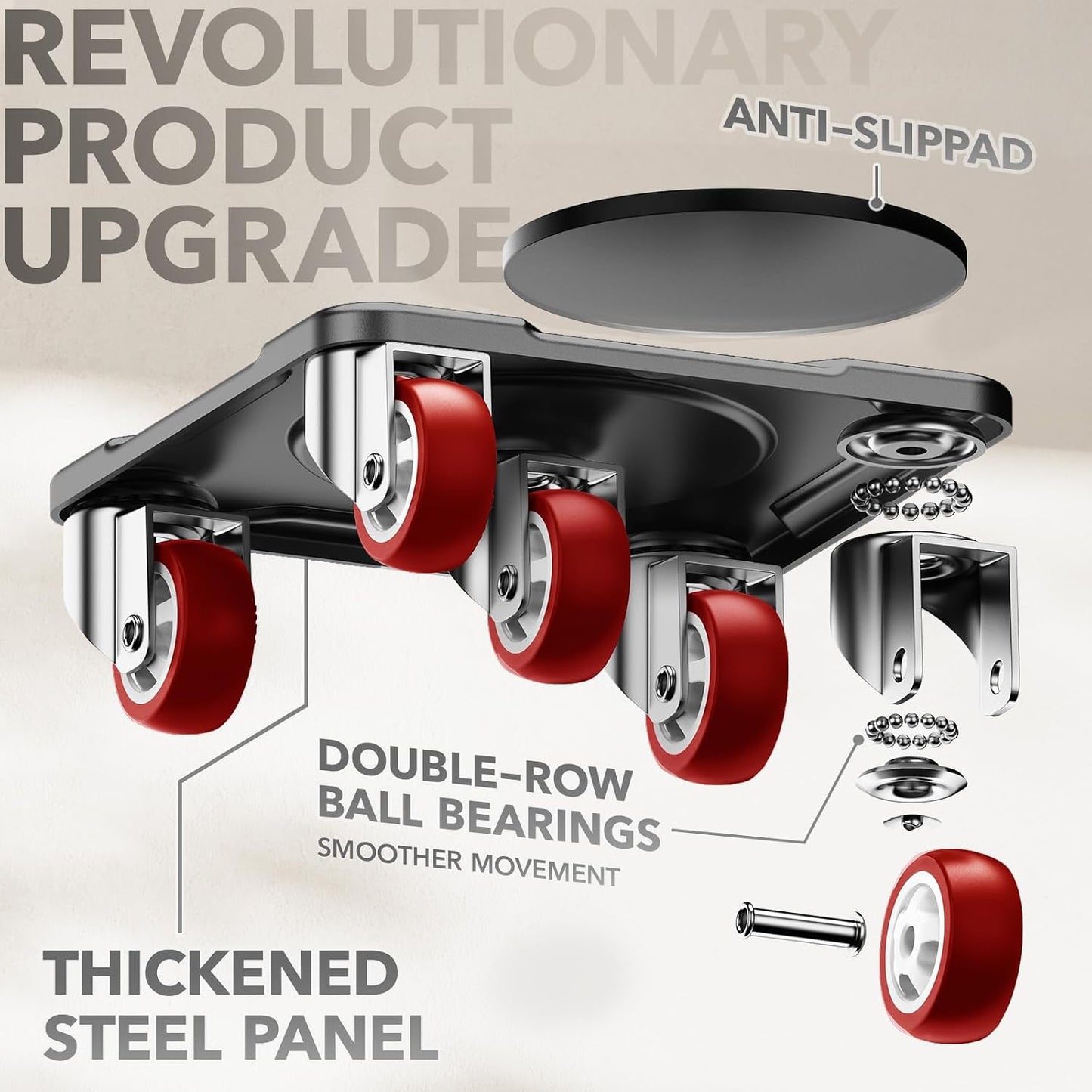 Heavy Duty Furniture Movers with 8 Wheels | Dual-Wheel Design Carbon Steel Panel Furniture Dolly Set with Lifter,360°Rotating Casters for Easy Moving,Max Load 3306 LBS