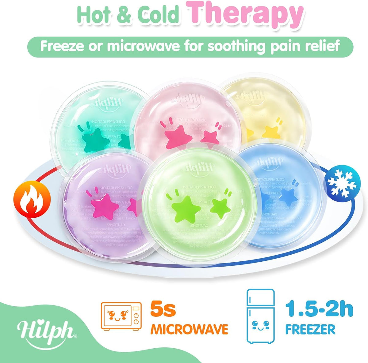 Hilph Kids Ice Packs for Boo Boos, 4 Gel Ice Packs for Injuries Reusable