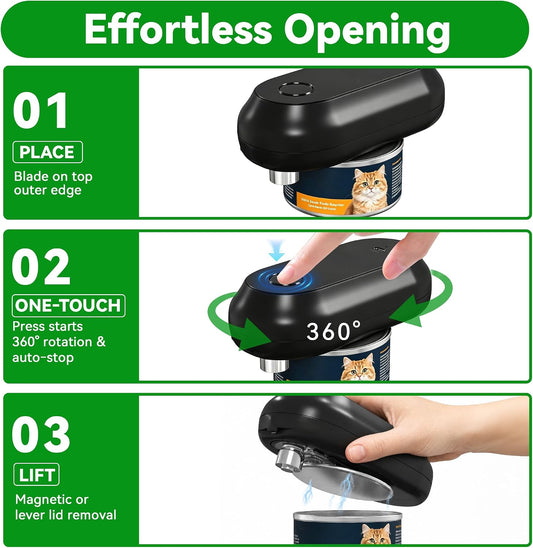 Electric Can Opener for Seniors, Smooth Edge Kitchen Gadgets | Automatic One Touch Side Cut Can Opener, Rechargeable Cordless Hands Free kitchen Essentials