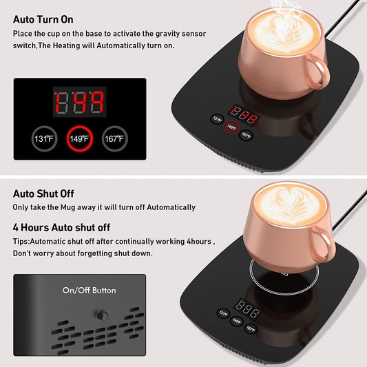 Mug Warmer,Coffee Warmer for Desk Office Home Use, Electric Cup Warmer with Three Temperature Settings,Coffee hot Plate for Cocoa Tea Water Milk with Auto Shut Off After 4H Feature (Grey/Without Mug)