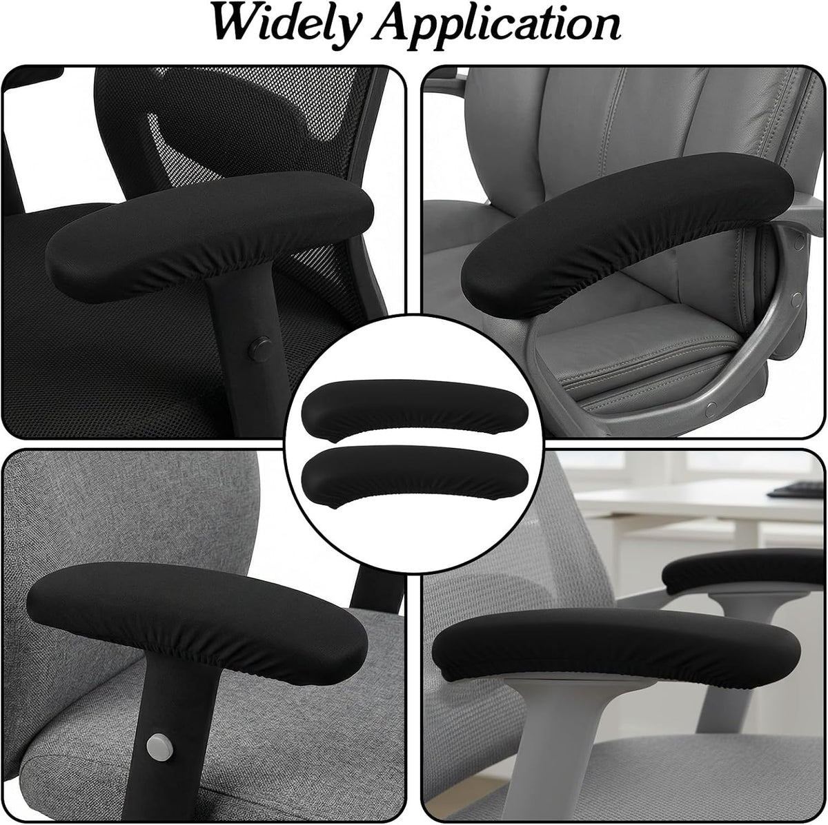 2-Pack Computer Chair Arm Covers,Black Office Chair Arm Rest Cover