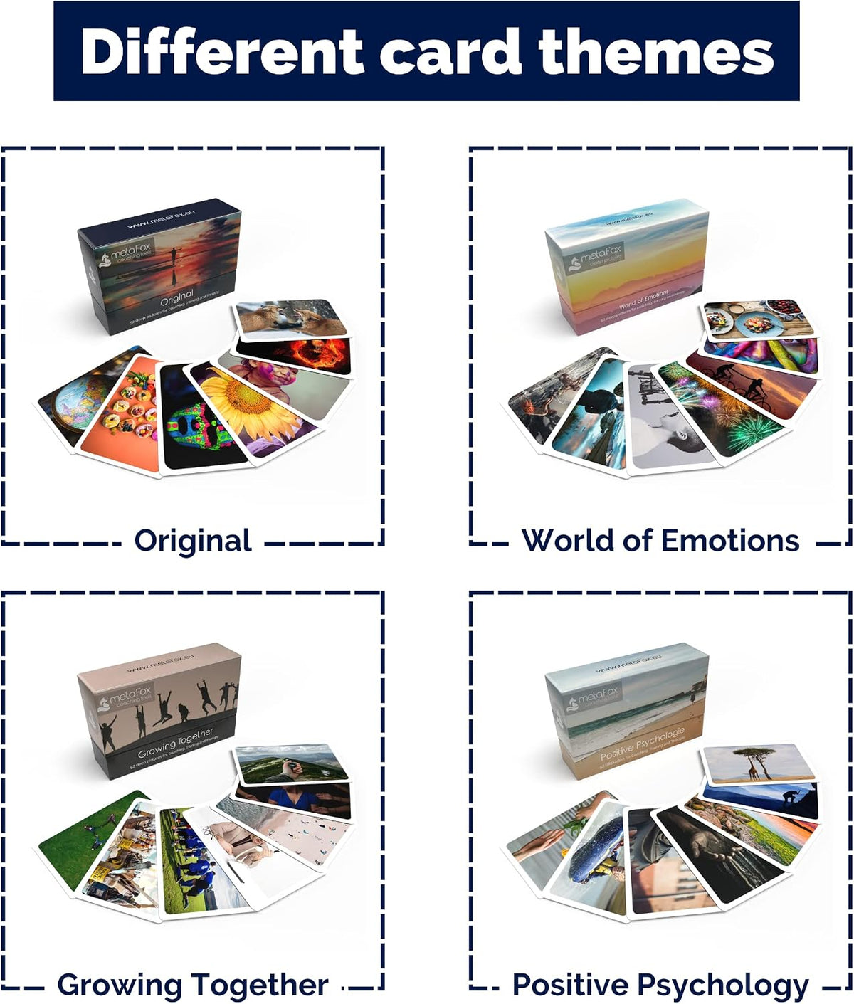 metaFox Coaching Picture Cards | Growing Together | Conversation Cards for Ice Breakers and Team Building Activities | Motivational Postcards for Your Next Coaching and Training Sessions