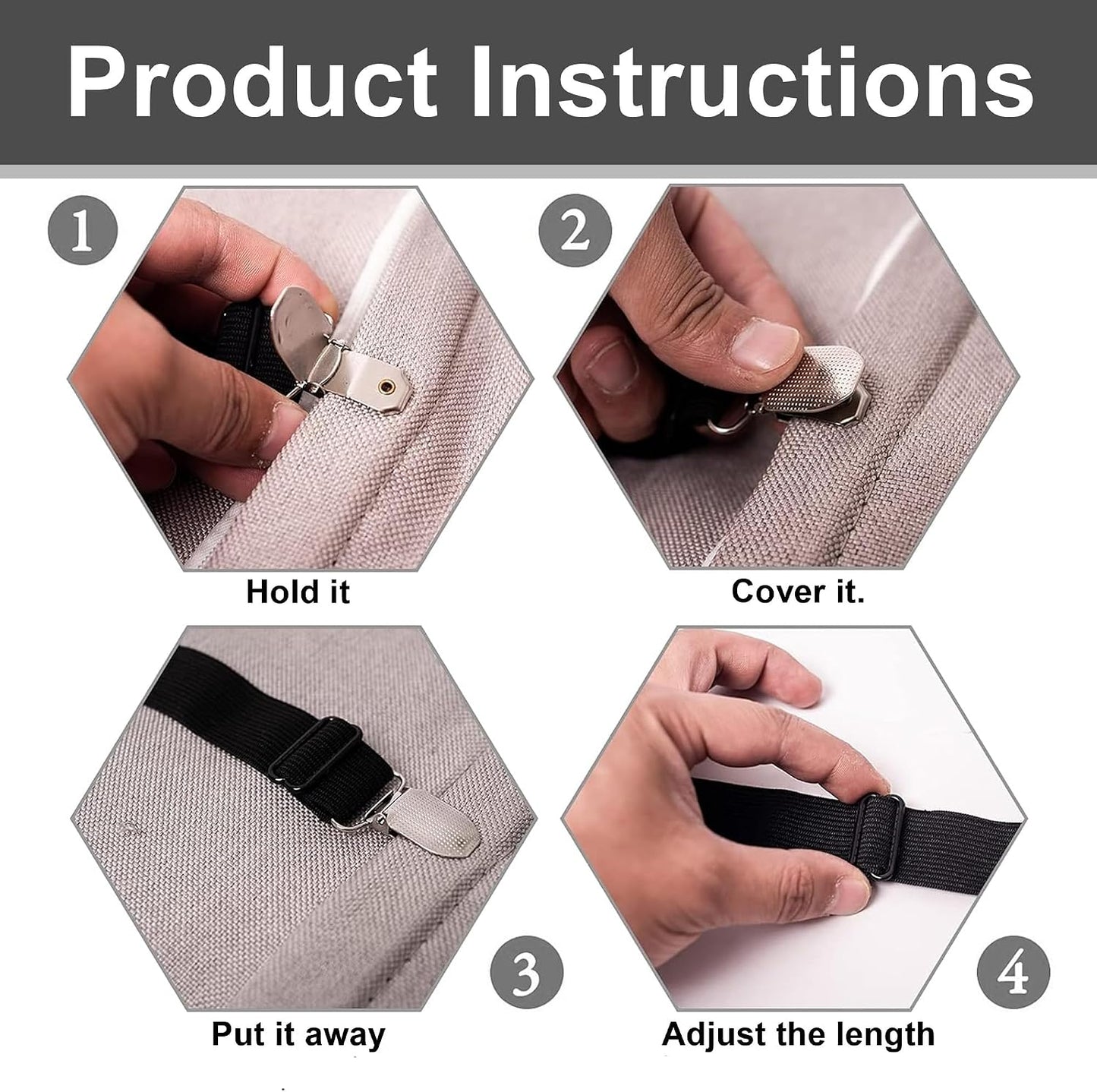 Bed Sheet Holder Straps,Sheet Straps Adjustable Bed Sheet Clips Fasteners Keep Sheets Stays in Place,White 2Pcs/Set