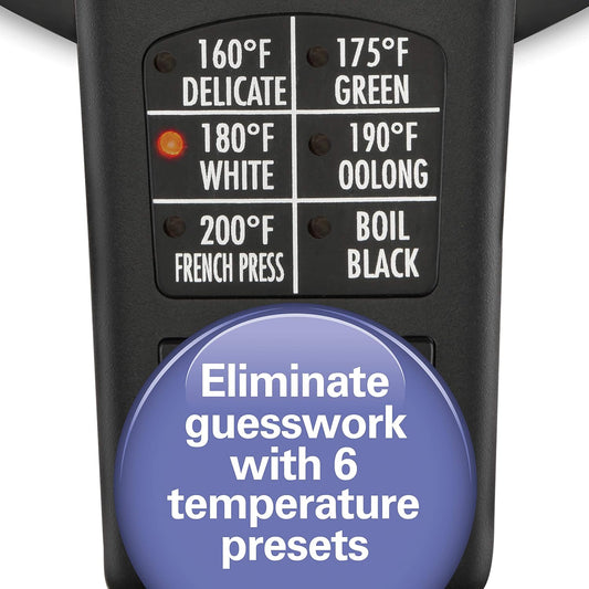 Hamiton Beach 1.7 Liter Variable Temperature Electric Kettle for Tea and Hot Water, Removable Mesh Filter, Cordless, Keep Warm, Auto-Shutoff and Boil-Dry Protection, Black Stainless Steal (41027R)