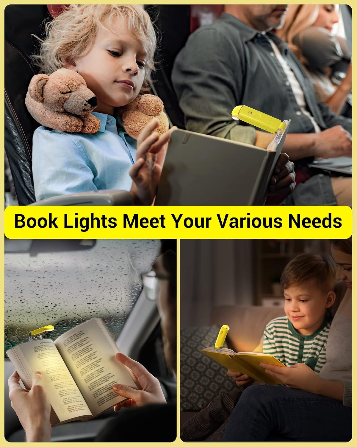 DEWENWILS USB Rechargeable Book Reading Light, 3000K Warm White, Brightness Adjustable Clip on LED Bookmark Lamp at Night in Bed, Portable Booklight for Bookworms, Kids