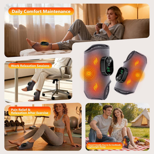 AWIL 3-in-1 Wireless Ankle and Foot Massager Heating Vibration Support Wrap for Daily Ankle Care