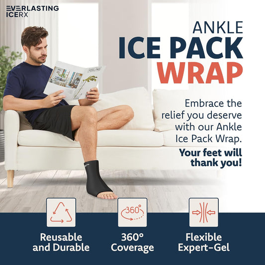 Ankle Ice Pack Wrap, Reusable Gel Cold Compression for Plantar Fasciitis