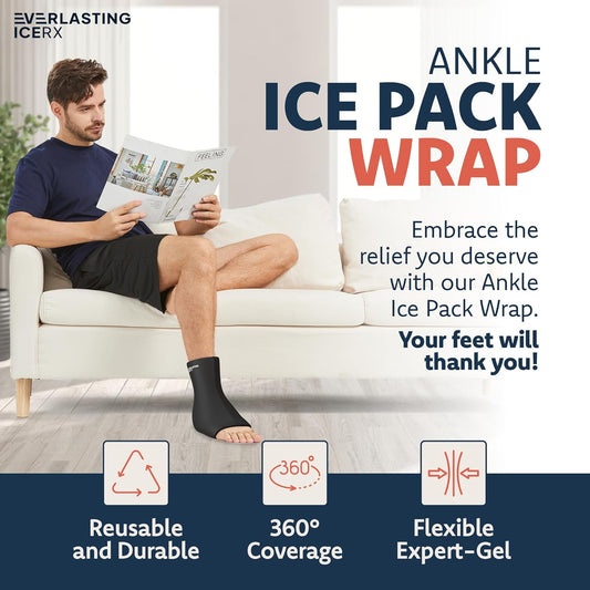 Ankle Ice Pack Wrap, Reusable Gel Cold Compression for Plantar Fasciitis