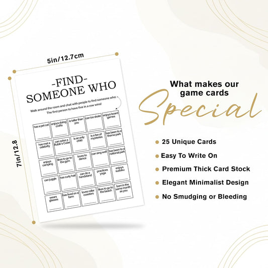 Find Someone Who Bingo Cards, 25 Unique Sheets, Team Building Games for Work, Icebreaker Fun, Engaging Office Games, Team Building Activity for Employees and Groups
