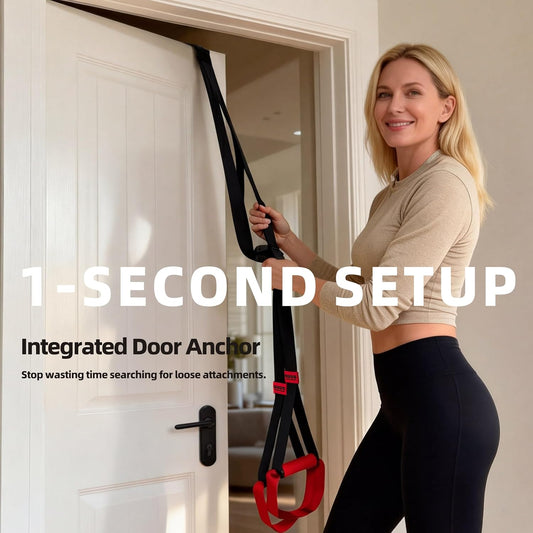 Suspension Straps, Built-in Door Anchor, 1-Second Setup | For home, outdoor, bodyweight workout, portable fitness straps