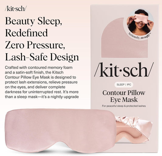 Kitsch Contour Satin Sleep Mask | Eye Masks for Sleep - Blush | Softer Than Silk Sleep Mask, Blindfold Sleep Masks for Women & Men, No Eye Pressure, Lightweight Eye Mask, Travel Essentials