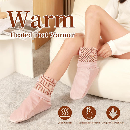 3-in-1 Heated Foot Warmers for Sleeping & Office, 5000mAh Battery Lasts All Night, 3 Adjustable Heat Settings, Electric Warming Socks/Mat for Women with Cold Feet