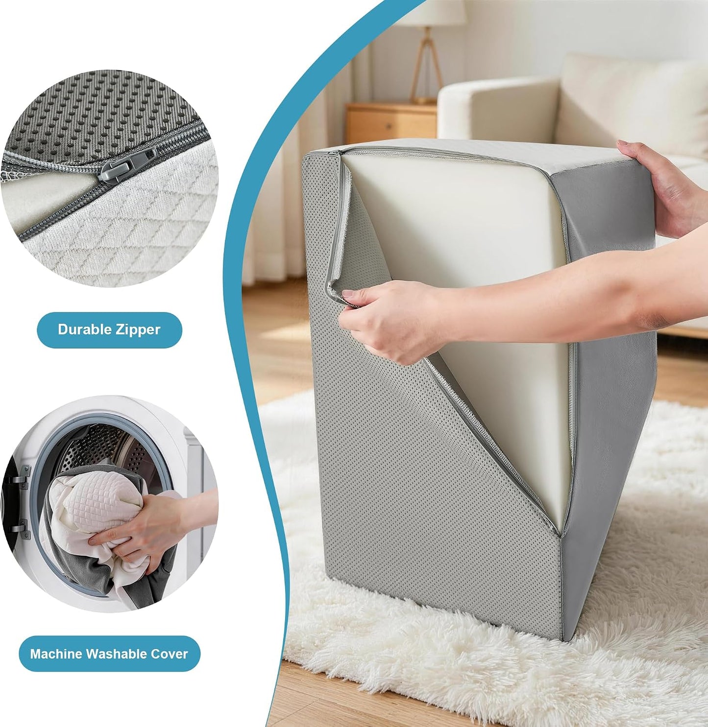 Yojoker Leg Elevation Pillows for Swelling, Memory Foam Wedge Pillow for Legs Blood Circulation, Leg Elevation Pillows for After Surgery, Knee Wedge Pillow for Sleeping Back Hip Ankles Relief