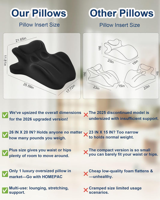 Ergonomic Memory Foam Wedge Pillow, 27° Bed Wedge Support, Black | Reading Reclining Sit Up Support, Upper Body Leg Elevation Comfort, Neck Back Waist Support, Removable Cover, Anti-Slip Base