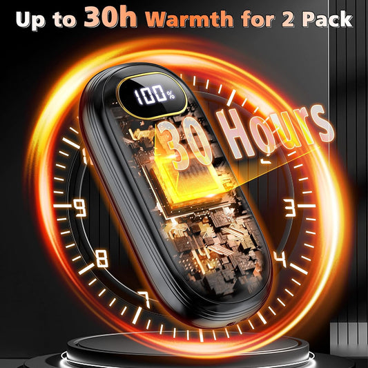 Hand Warmers Rechargeable - Electric Hand Warmers 2 Pack with Dual-Sided Heating for 15Hrs Warmth, LED Display & Flashlight, Hunting Essentials, Gifts for Christmas Man Women Raynauds Golf