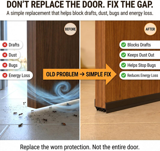 Door Sweep for Bottom of Door, Exterior Door Seal 36”, Fits Standard 1-3/4” Doors, Adjustable Fit, Blocks Draft, Noise, Dust & Bugs, Heavy Duty uPVC, Easy Install with Screws (1, Black)