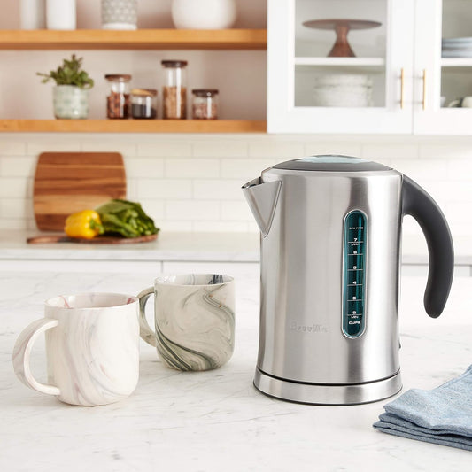 Breville BKE700BSS Soft Top Pure Hot Water Kettle, Brushed Stainless Steel | Quickly heat water for tea, coffee and instant meals with electric kettle featuring a soft-opening lid | 7 cup capacity