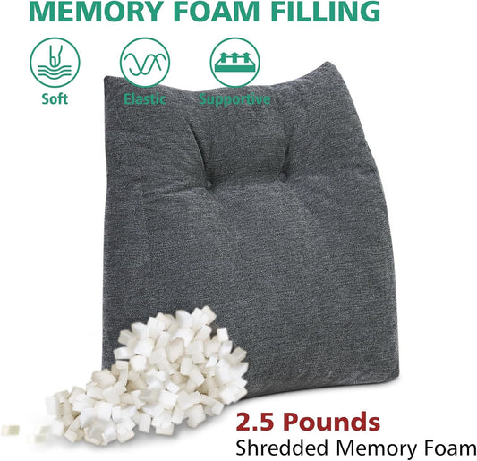 Shinnwa Lumbar Support Pillow for Office Chair, Memory Foam Back Support Pillow for Back Pain Relief, Car, Chair and Couch, 17.5x15x4.5in, Charcoal